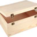 Woiworco Extral Large Wooden Box, 13 x 10 x 6.5 inch Natural Unfinished Pine Wood Boxes with Hinged Lid and Front Clasp for DIY Craft Art, Hobbies, Jewelry Box and Home Storage