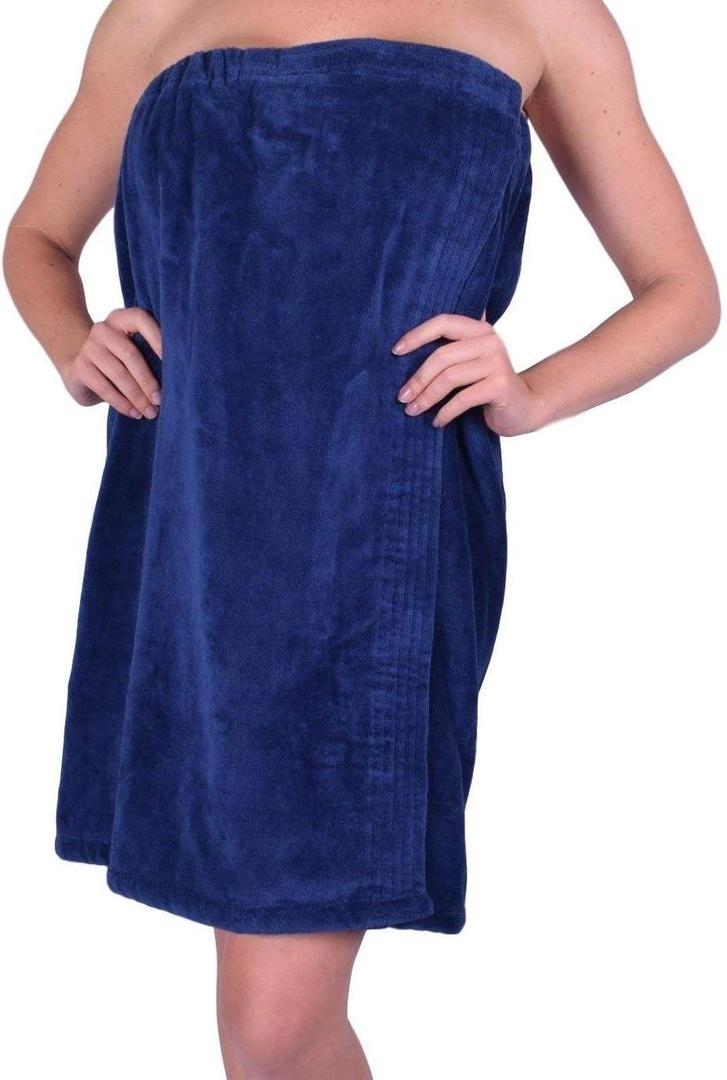 anatolian Women's Body WRAP Towel - 100% Cotton Adjustable Cover Up for Beach Spa Gym Bath Pool - Made in Turkey (Navy Blue, 1)