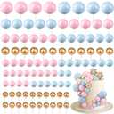  Balls Cake Topper DIY Cupcake Insert Foam Balloons for Cake Baking Wedding Anniversary Birthday Decoration(Pink, Blue, Gold,Multi Sizes)