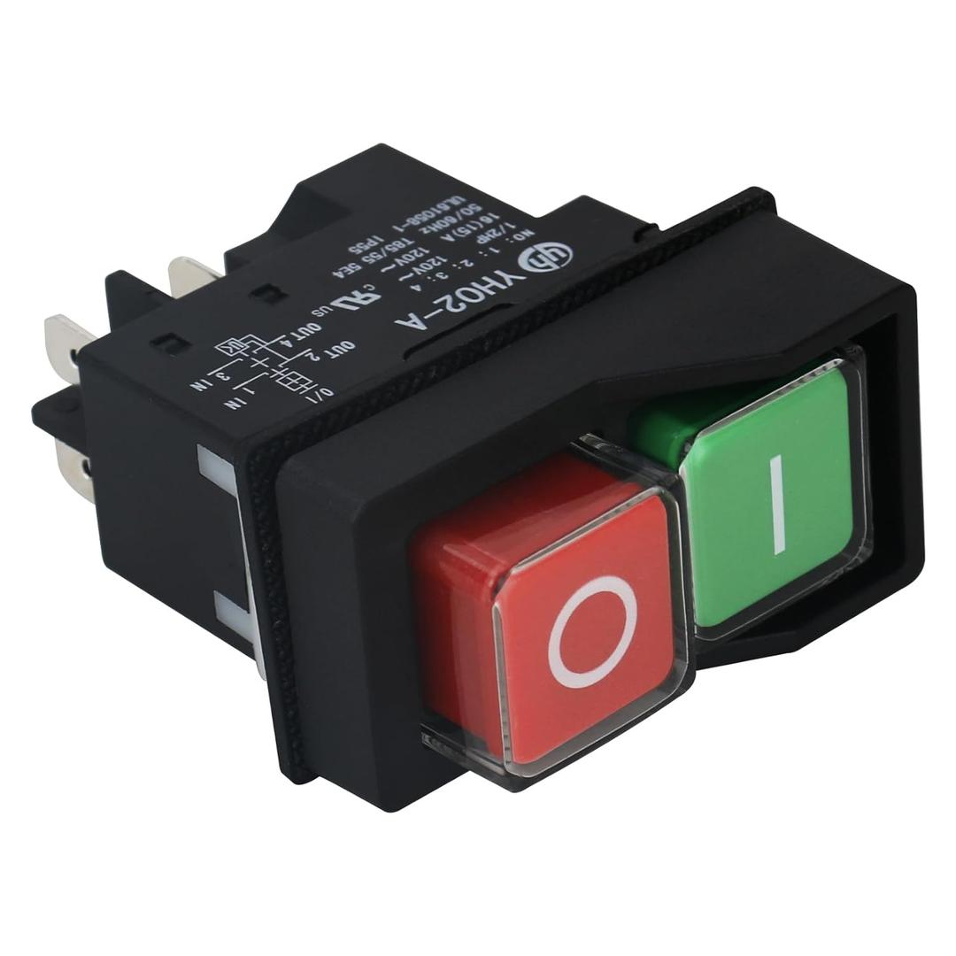 120V Electromagnetic Push Button Switch for Table Saws,Drill Press,Router Table, Band Saw,Bench Saws & Gardening Equipment-Compatible with Power Tools & Woodworking Machinery,1/2HP Push Button Switch