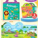 Benresive Reusable Sticker Book for Toddlers, Stickers for Kids, Travel Toys for Arts & Crafts Activities, Birthday Gift for Boys & Girls, Animals Dinosaurs Insects Themes