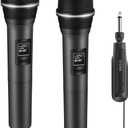 Wireless Microphones, Dual Handheld Dynamic Mic with Ultra-Stable Rechargeable Receiver | 200 Ft Freedom | Zero Dropouts | 40H Duration |Plug and Play| Karaoke Microphone for Singing, Meeting (Black)
