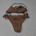 ZAFUL Women's High Cut Bikini Sets Ribbed V-Wire Cami Bikini Two Piece Swimsuit (3-light Brown)