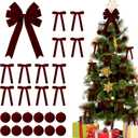 25 Pcs Burgundy Velvet Tree Topper Christmas Ornaments Include Large Christmas Bows Tree Topper 12 Xmas Velvet Balls 12 Burgundy Bows for Xmas Holiday Door Fireplace Wall Party Decor
