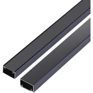 Aluminium Alloy U Shape Edge Trim Strip Decoration Profiles with Base, Metal Cable Raceway Cord Cover Channel, Ceramic Tile Mirror Wall Trim Transition Corner Decorative Strips ((3  L39.37in) L118in  W0.79in  H0.47in, Glossy Black)