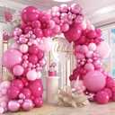 412Pcs Pink Balloon Garland Arch Kit,18 12 10 5 Inch Hot Pink Balloons Metallic Magenta Latex Balloons for Birthday Shower Princess Theme Party Wedding valentines Background Decorations