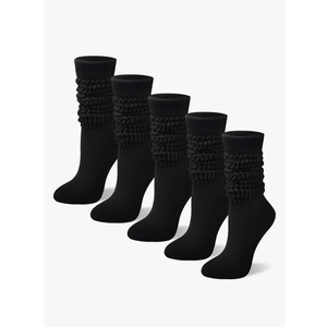 5 Pairs Slouchy Socks for Women, Soft Cotton Long Scrunch Tube Stockings, Casual Crew Boot Thick Knit Slouch Socks