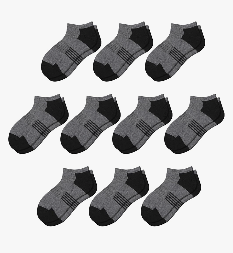 Comfoex 10 Pairs Boys Socks Low Cut Ankle Socks For Kids 8-10 4-6 6-8 Years Old Short Athletic Socks With Cushioned Sole