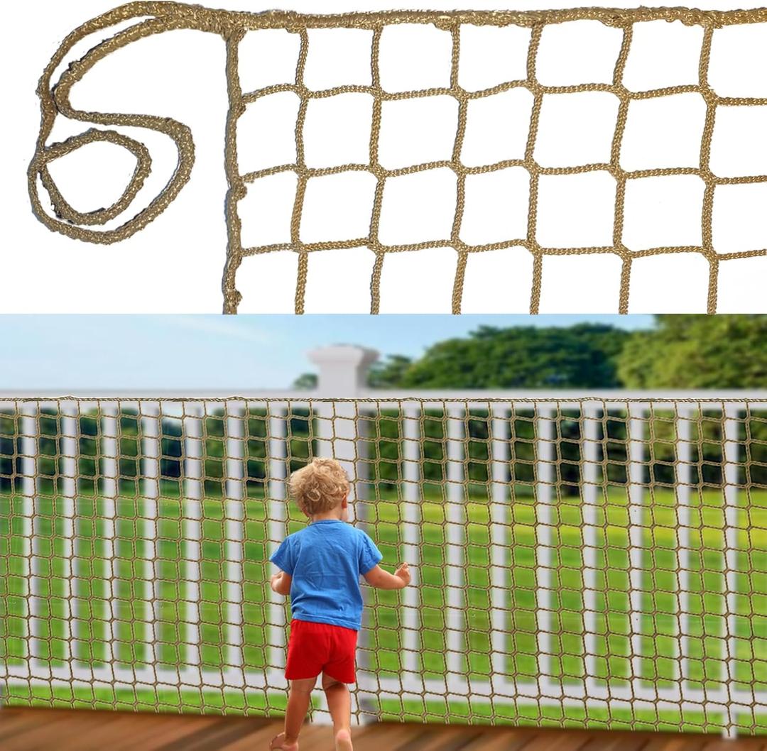 Safety Rope Net Kids Pet Stairs Balcony Railings Protection Rope Netting Playground Net Sports Netting Baseball Softball Backstop Nets (3.3X13.1ft)