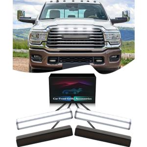 Grill LED Light for 2025-2019 Dodge Ram 1500 2500 3500 Accessories Raptor Grille Lights Front Bumper Marker Light,4Pcs (White)