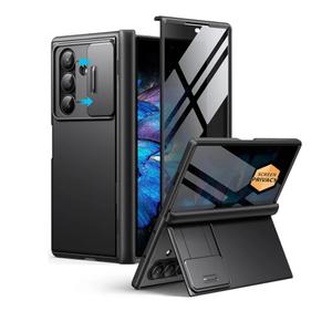 BERFY for Z Fold 7 Case with Privacy Screen Protector, [Anti Spy] Hidden Kickstand & Slide Camera Cover & Hinge Protective, Full Body Shockproof Slim Hard Phone Case for Samsung Galaxy Z Fold 7, Black