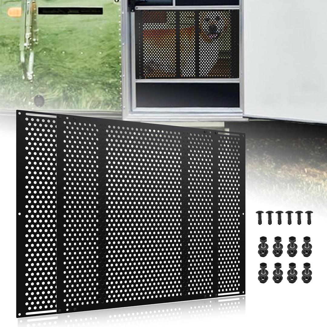 RVZONE RV Screen Door Protector Adjusts from 21.5"- 35", RV Entry Screen Door Grille Adjustable Screen Defender for RV Door Camper Screen Door Protector for Dogs Kids