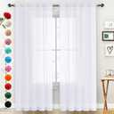 SpaceDresser Sheer Voile Window Treatment Rod Pocket Curtain Panels for Kitchen Bedroom Living Room Drapes Sunlight Filtering Privacy Semi Home Decor Assorted Colors Sizes (Optical White, 52 W x 96 L)