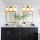 Bathroom Vanity Light Fixtures: 3-Light Mid Century Modern Bathroom Lighting Fixtures Over Mirror - Brass Gold Wall Sconce with Milky White Globe Glass for Bath Living Room