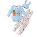 Gakizon Baby Boys Easter Clothes Baby Boy My 1st Easter Day Outfits Baby Easter Suspender Pant Set Size 74