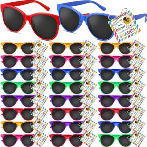 Kathfly 24 Set End of the Year School Gifts for Student Kids Neon Sunglasses with Blessing Gift Tags for Preschool Kindergarten Pre K 2026 Graduation Birthday Party Favor Supplies (Normal)