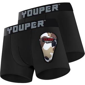 YOUTH BRIEF W/BASEBALL CUP BLACK 2PCS AND YOUPER SOFT CUP (Medium, Black)