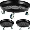 Planterhoma 3 Packs 16" Metal Plant Caddy with Wheels Extra-Large Rolling Plant Stand Heavy-Duty Plant Dolly with Casters Indoor Outdoor Wheeled Flower Pot Mover Rollers Garden Cart Trolley, Black