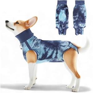 Recovery Suit for Dogs, Dog Onesie Suit for Post-Surgical, Dog Recovery Suit, Dog Clothes for Abdominal Wounds and Skin Conditions, Blue, Small