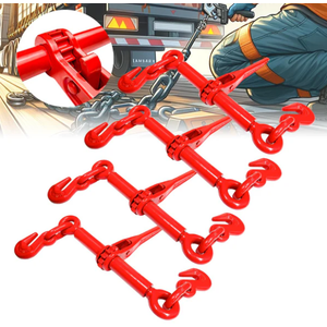 YATOINTO Ratchet Chain Binders 1/4'' - 5/16‘’ | 4 Pack Load Binder with 2 Grab Hooks | Tie Downs for Grade 70 Transport Chain | 2,600 Lbs. Safe Working Load- Heavy Duty Ratchet Binders for Towing