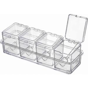Multi Spice Condiment Pots Set Clear Multi Spice Containers with Spoons for Kitchen Salt Sugar Seasoning Storage