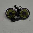 USB Car Cooling Fans for Backseat: Dual Head Car Fan for Kids 3 Speeds 360 Rotatable Vehicle Rear Headrest Fans 5V Powerful Electric Air Circulation Fan for Sedan SUV RV Truck (USB Plug) (Black+Green)