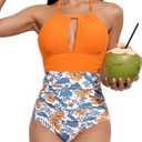 B2prity Women's One Piece Swimsuit Tummy Control Halter Bathing Suit Slimming Supportive Long Torso Friendly Swimwear (S)