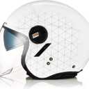ORIGINE 3/4 Open Face Motorcycle Helmet Scooter Helmet Jet Helmet with Double Visor DOT Approved, Grid, Medium