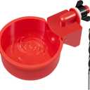 Chicken Automatic Waterer Kit for Poultry Float Style Gravity Water Feeder Drinking Cup Bowl 5 Gallon with Mounting Hole Opener, 12 Pack