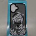 Goodon for iPhone 17 Case with Privacy Screen Protector, Compatible with Magsafe, Shockproof Translucent Matte Cover - Cute Floral Design Phone Case for Women and Girls - Sea Turtle