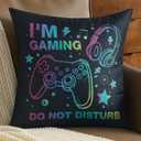 2 x FUTEI Children Gifts,Gamer'Spot Throw Pillow Covers 18x18 Inch Set of 1 Christmas Holiday Home Decor for Couch Bed Living Room (Comes with 1 Pack Standard Size Black Game Socks)