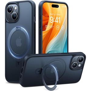 TORRAS Magnetic Kickstand for iPhone 17e, 15, 14, 13, & 16e Case [Fit for MagSafe][Sturdy & Versatile Stand] Military-Grade Shockproof Translucent Slim Protective Anti-Fingerprint Anti-Scratch, Black