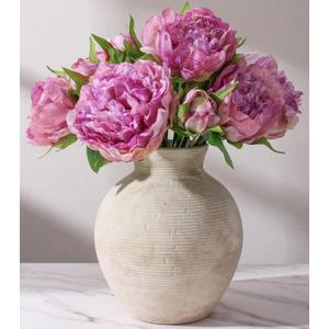 Ceramic Flower Vase Home Decor, 7.4 in Farmhouse Table Vases Rustic Vintage Living Room Kitchen Bedroom Decoration Pottery Decorative Vases for Flowers House Shelf Office Desk Dining Entryway, Retro