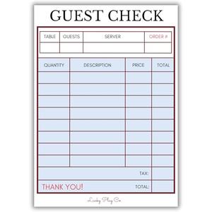 Restauant Play Notepad for Kids – Pretend Restaurant Check Imaginative Role-Play Playtime Pad – Large 5x7” Notepad, 50 Pages, Made in USA