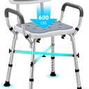 Shower Chair for Inside Shower, 600 lbs Heavy Duty Shower Chair for Elderly and Disabled, Height Adjustable Shower Chair with Arms and Back, Bath Chairs for Seniors, Adults, Handicap