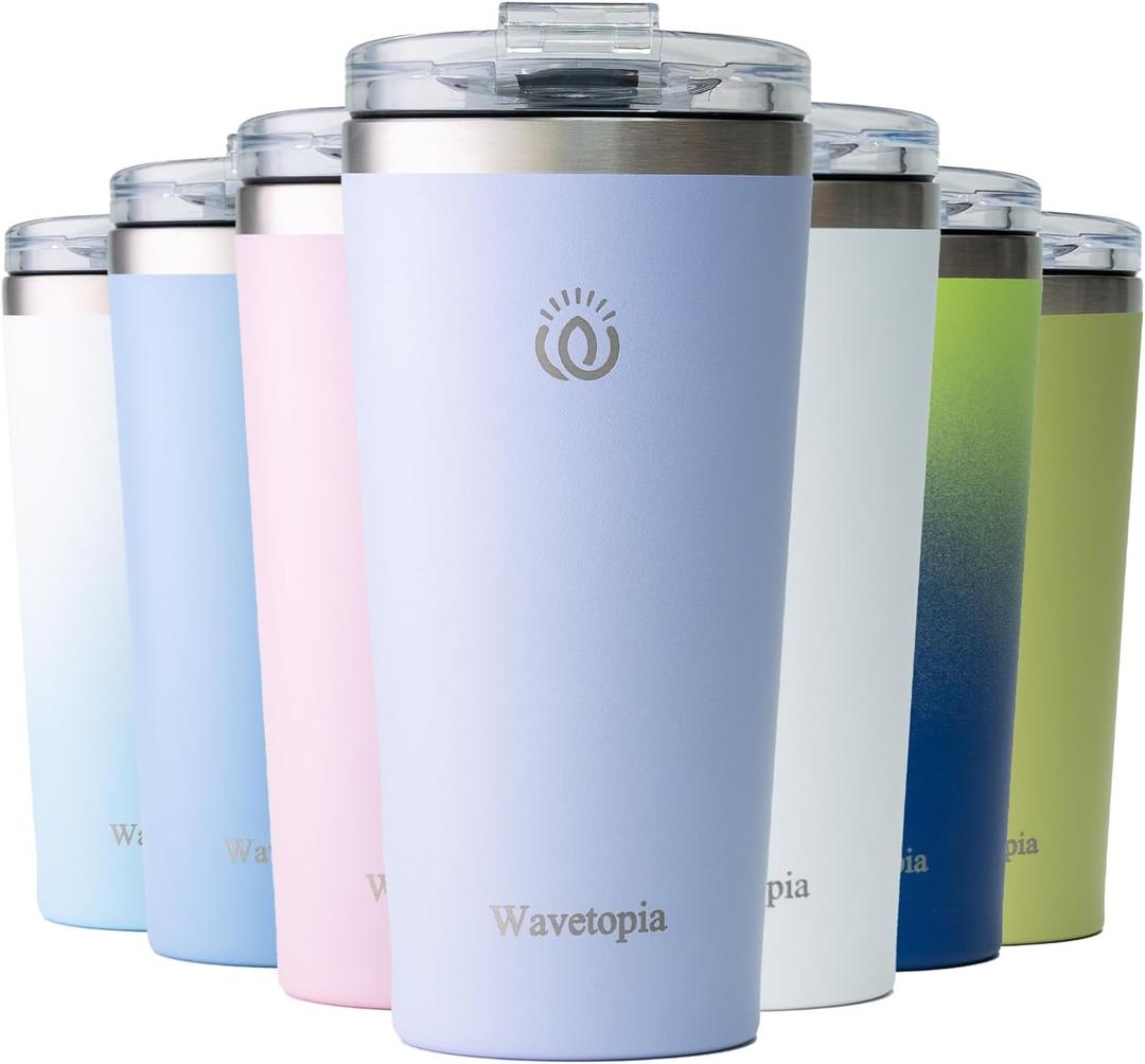 Insulated Coffee Mug with Lid, Reusable Stainless Steel Travel Coffee Cup, 16 Oz Double Wall Vacuum Spill Proof Tumbler Cups for Men and Women Hot & Cold DrinksPurple