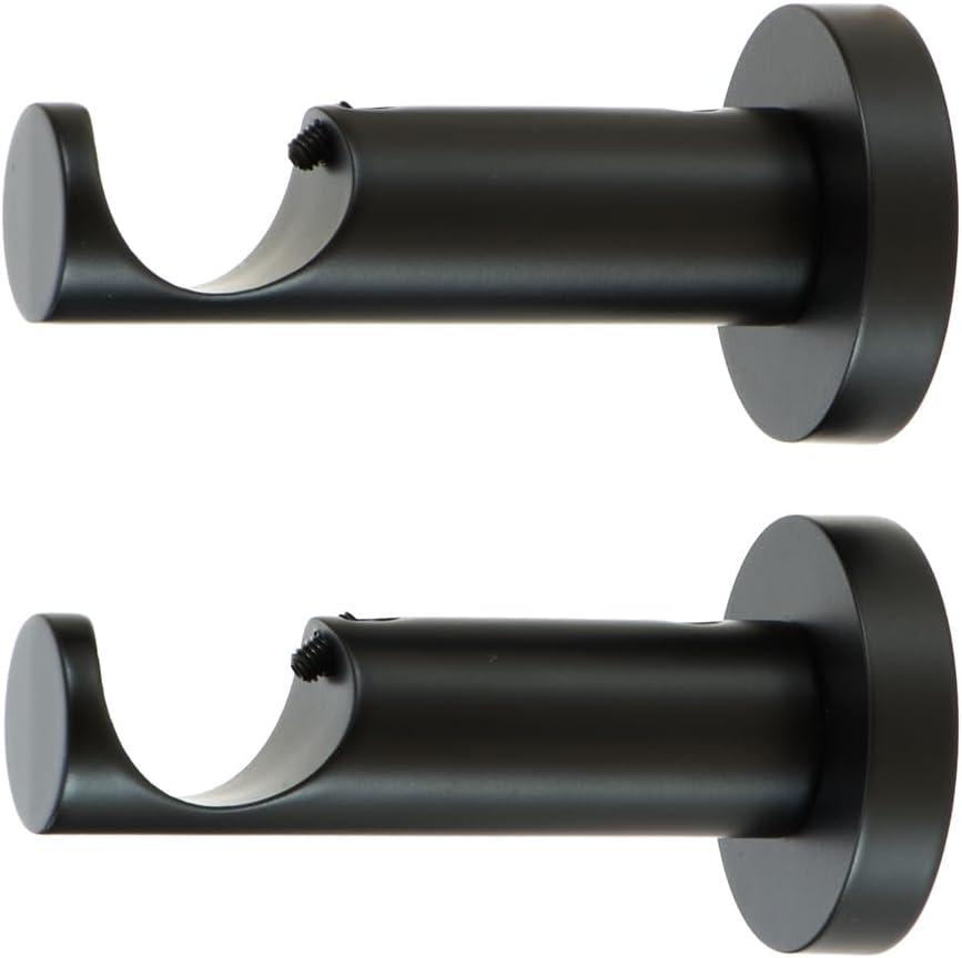 Ivilon Ceiling or Wall Mount Curtain Rod Brackets Holders for Curtain Rods of 7/8 and 1 Inch Diameter. Set of 2. Color Antique Black