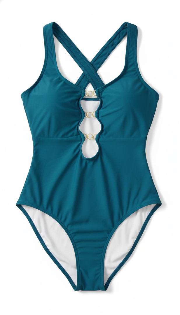 Eomenie Women's One Piece Swimsuit Cutout Chain Linked Bathing Suit Cheeky High Cut Swim Suit Adjustable Strap Swimwear (Medium, Black)