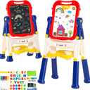 Chalk Board Easel for Kids Toys, Double-Sided Magnetic Kids Chalkboard and Dry Erase Boards, Toddler Toys for 3 Year Old Boy Gift, Art Easel Learning Educational Toy for 3 4 5 Years Old Boys Gift