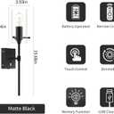3-Color Battery Operated Wall Sconces Set of 2 with Remote, Dimmable Indoor Wireless Wall Light, Black Indoor Battery Powered Wall Lamp with Timer for Bedroom, Living Room, Bulb Included, 2-Pack