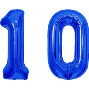 40 Inch Navy Blue 10 Number Balloons, Giant Jumbo Helium Mylar Foil Navy Blue Number Balloons for Birthday, Navy Blue Mylar Digital Balloons for 10th Birthday, Anniversary Party Decorations Supplies