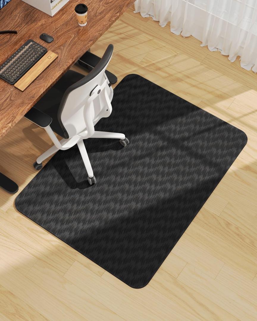 Blvornl Large Office Chair Mat for Hardwood Floor, Rolling Chair Mat for Hard Wood, Large Anti-Slip Hard Floor Protector, Heavy Duty Computer Desk Rug for Office and Home 35.4"*47.2" Black