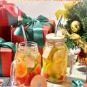TANGLONG Mason Jar with Lid and Straw 24 oz Mason Jar Cups Set of 8 Glass Cups with Lids and Straws Mason Jars with Handle Drinking Glasses