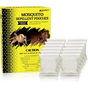 Mosquito Repellent Pouches - Outdoor, Indoor, Travel Size | 30-Day Protection, Non-Toxic & Plant-Based | Safe for Kids, Pets | Patio, Camping, Yard Defense (12, Yellow)
