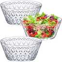 Amazing Abby - Denita - 130-Ounce Plastic Serving Bowls (Set of 3), 10-Inch Clear Salad Bowl Set, BPA-Free, Shatter-Proof, Dishwasher-Safe, Stackable, Great for Salad, Fruit, Cereal, Snack, and More