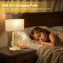 Seealle Bedroom Table Lamps Set of 2 - Beige Gold Touch Bedside Lamps with USB C+A, 3 Way Dimmable Gold Lamp for Nightstand, Modern Night Stands Lamps for Living Room