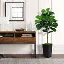 ASTIDY Fiddle Leaf Fig Tree Artificial 5FT - Faux Plant With Black Tall Planter - Fake Ficus Lyrata Floor Plant in Pot for Home Office Living Room Decor Indoor