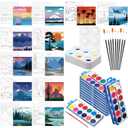 Ctosree 12 Sets Pre Drawn Canvas Kit for Painting for Adults Sip and Paint Kit Art Party Favors Pre Printed Canvases for Valentine Gifts DIY Virtual Adult's Date Night(8 x 10 In,Landscape)