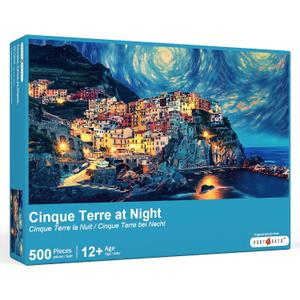 rokt&razo Cinque Terre at Night, 500 Pieces Jigsaw Puzzles, 20.5 * 15.0 in