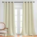 NICETOWN Light Blocking Curtains and Drapes Extra Long 120" - Grommet Room Darkening Thermal Insulated Solid Grommet Window Treatment for Hall/Villa, Beige, 2 Panels, 52" W by 120" L